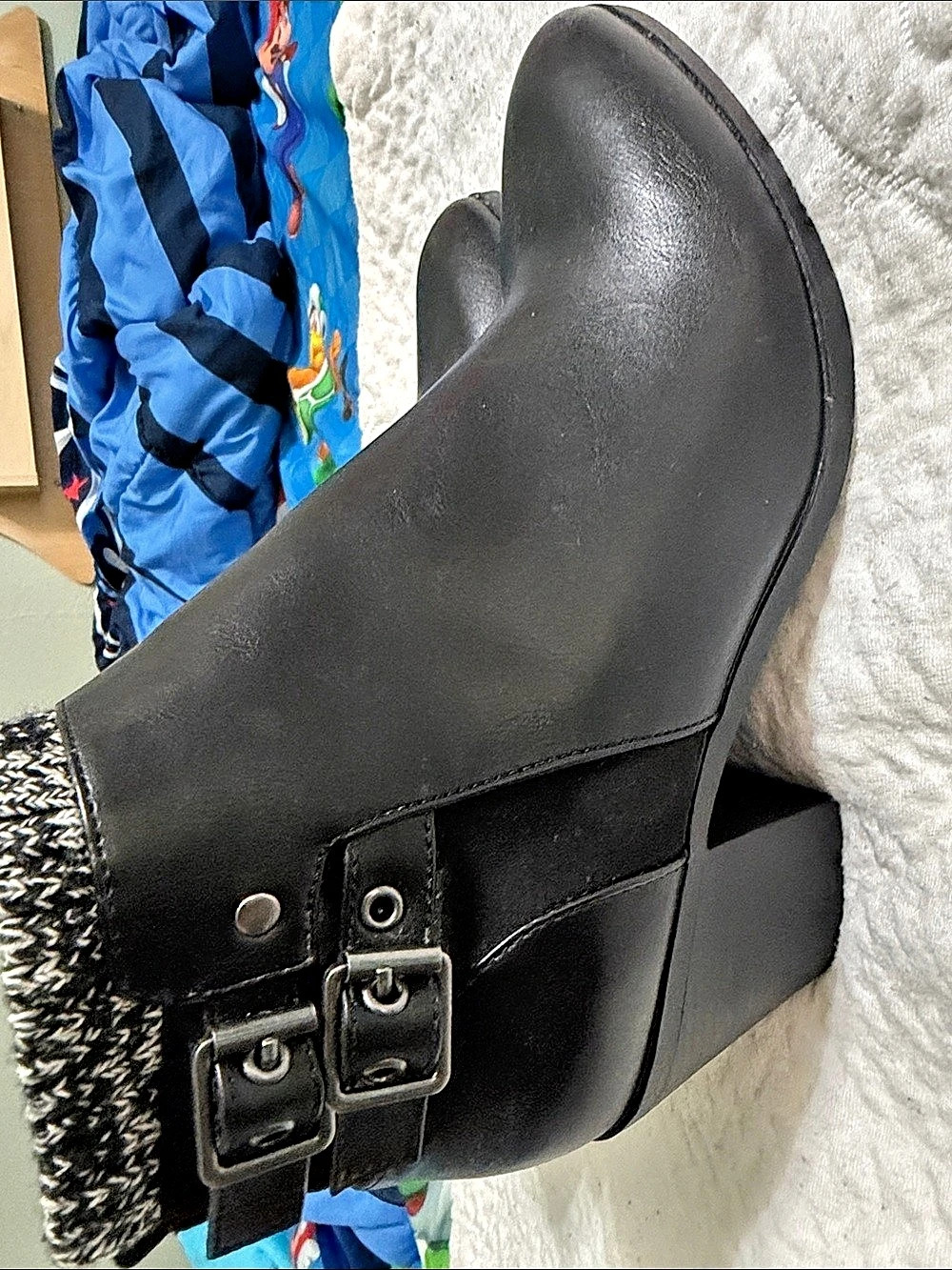 JUSTFAB Black Buckle Ankle Boots